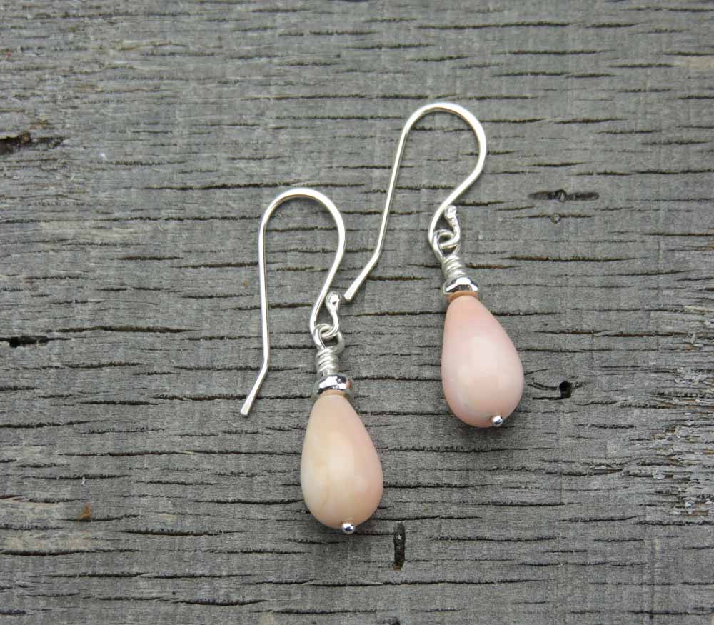 Dew Drop Pink Opal Earrings E